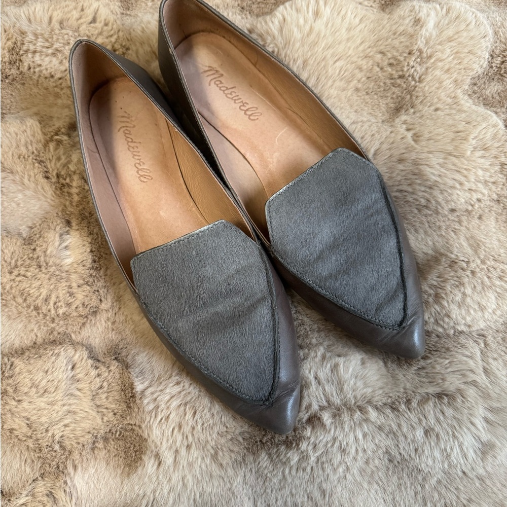 Madewell Calf hair smoked graphite Loafers original box